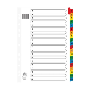 1-20 Indexed Dividers - A4 - Multicoloured