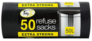Tidyz Refuse Sacks - Extra Strong - 50L - Pack 50