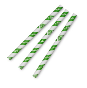 Vegware Jumbissimo Green Stripe Paper Straw - 7.8" - case 1600