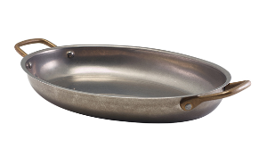 Vintage Steel Oval Dish - 30 x 21 x 4cm - Case of 3