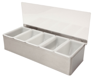 3762 Stainless Steel 5 Compartment Condiment Holder - OPEN