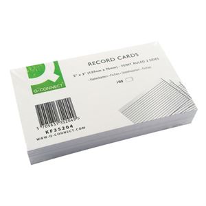 Q-Connect Record Card - Ruled Feint White - 127x76mm - Pack of 100